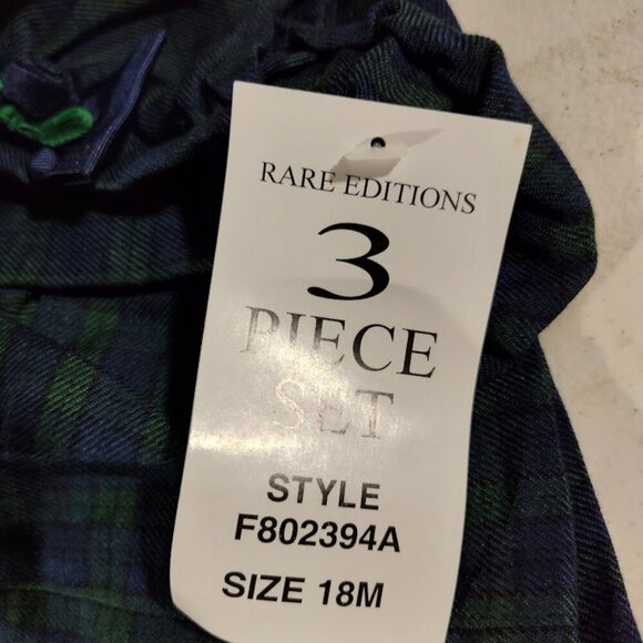 Rare Editions 3 Piece Set Baby 18 Month Y2K Dress, Panty, & Bonnet Gingham NWT - Picture 8 of 10